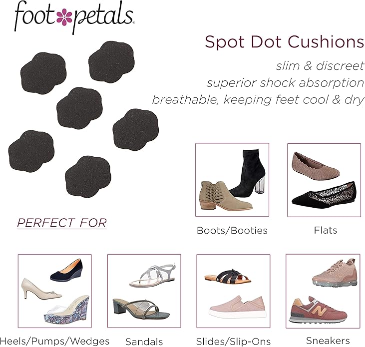 Foot Petals Spot Dot Cushion, Pressure Point Solution for Blister Relief, Rub Protection, Women's Heels, Pumps, Flats