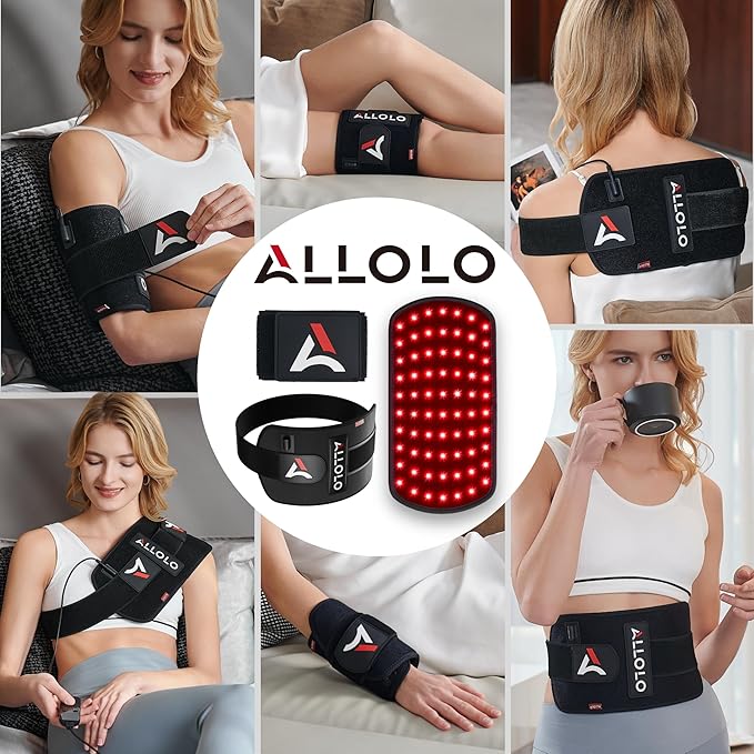 ALLOLO Red Light Therapy for Body, 3-in-1 LED Bead Red Light Therapy Belt with Timer Remote Control, 12.6"*6.3" 660nm&850nm Infrared Light Therapy for Body Back Waist Shoulder Knee Joint (Corded)