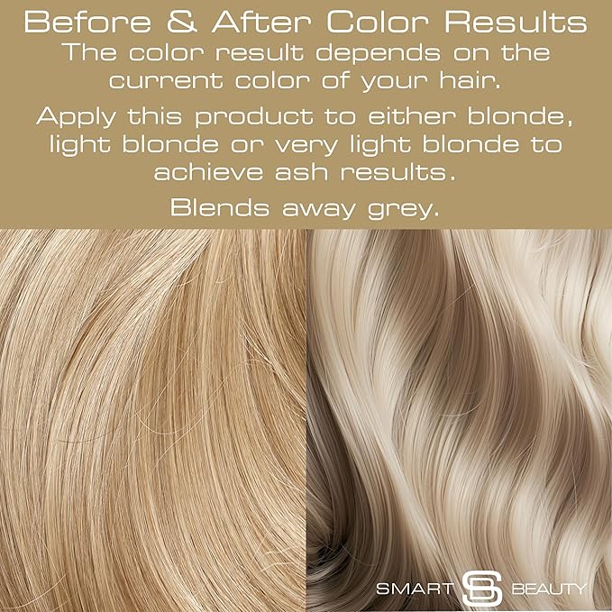Ash Blonde Hair Dye with added Plex Hair Care Conditioner, Permanent Hair Color with Cool Ash Hair Toner for Blond Hair, Vegan Hair Dye, Cruelty-Free - Smart Beauty Hair Color