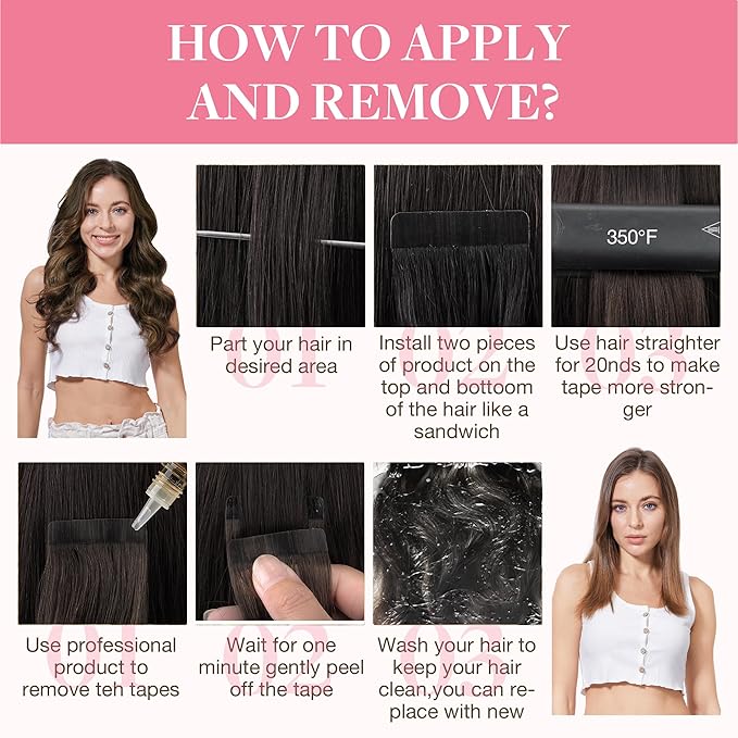 GOO GOO Tape in Hair Extensions Human Hair, 1B/6/1B Balayage Natural Black to Chestnut Brown, 20inch 100g 40pcs, Skin Weft Seamless Invisible, Silky Straight with Thick Ends, Remy Human Hair