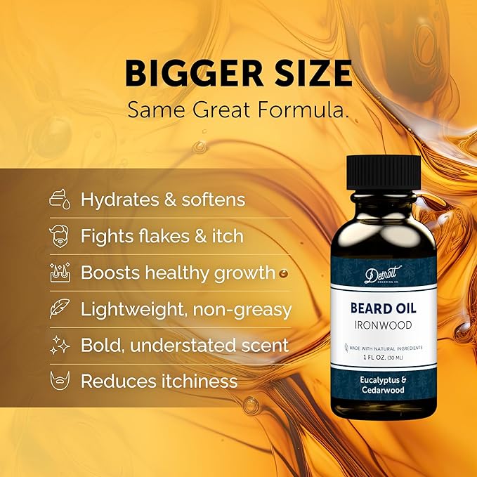 Detroit Grooming Beard Oil | Hydrating & Nourishing Formula • Ironwood Scent (2 oz)