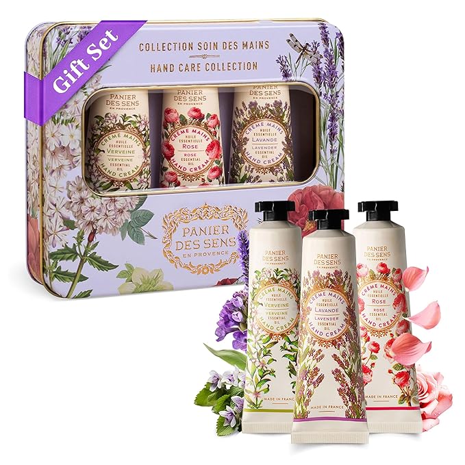 Panier des Sens - Mini Hand Cream Set - Birthday, Gifts for Women - Rose, Lavender, Verbena Natural Hand Cream - Gift Ideas Made in France - 97% Natural - Hand Lotion Travel Size 3x1 Floz