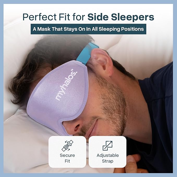 MyHalos® Sleep Mask – 3D Blackout Eye Mask for Women & Men, Side Sleepers, Zero Pressure Memory Foam Eyelash Friendly, Breathable,Award-Winning Sleep Aid for Travel (Lavender, 1 Count (Pack of 1))