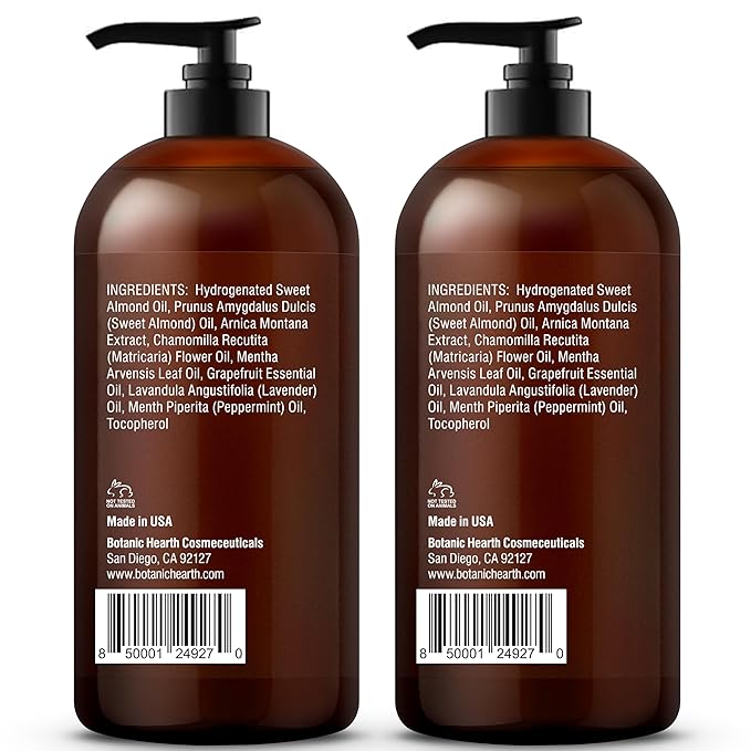 Botanic Hearth Massage Oil |Refreshing, Relaxing Massage Oils for Muscle Relaxing & Joint Comfort | Made with Natural Oils | for All Skin Types, for Men & Women | Soremuscle Oil 8 Fl Oz (2 Pk)