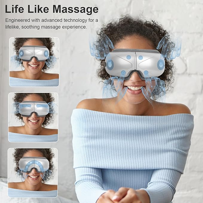 BOKOR Eye Massager with Heat and Compress, FSA/HSA Eligible Heated Mask Massager for Migraine, Eye Care Device for Deep Relax, Improve Sleep Quality, Ideal Gift for Birthday