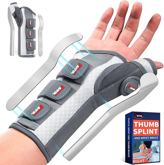 FEATOL Carpal Tunnel Wrist Brace Night Support, Thumb Spica Splint Right Hand for De Quervains Tenosynovitis, Tendonitis, Wrist Brace With Thumb Support-Medium/Large-Women & Men, Pink