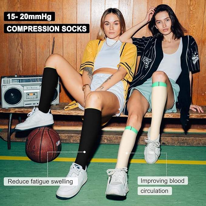 Iseasoo 4 Pairs Compression Socks for Women Circulation-Best Support for Nurses,Running,Athletic,Travel