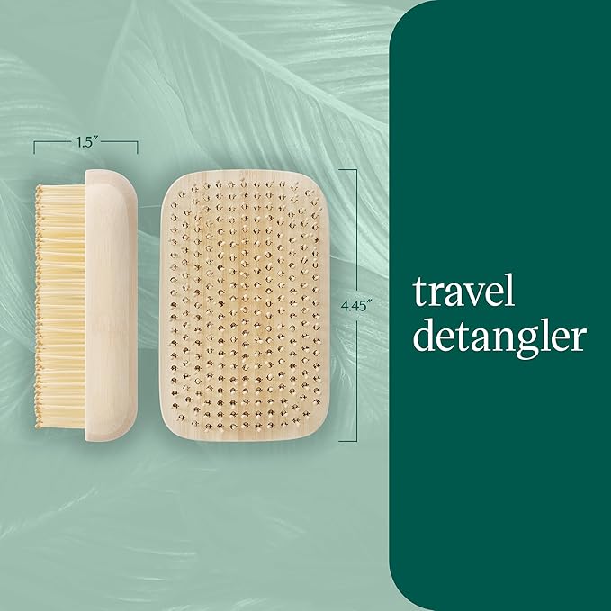EcoTools Travel Detangler Hairbrush, Gently Detangle & Smooth Hair, Brush For Wet Or Dry Hair, Heat Resistant, Mini Renewable Bamboo Hairbrush For Styling On-The-Go, Vegan & Cruelty-Free, 1 Count