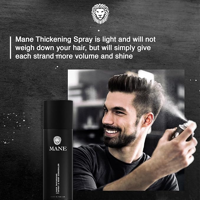 MANE Hair Thickening Spray & Root Touch Up, Seal & Control Combo Pack, Instantly Thicker Hair for Men & Women, Fill in Hairlines and Hide Thinning and Fine Patches - Silver, 12 Colors (6.76 oz)