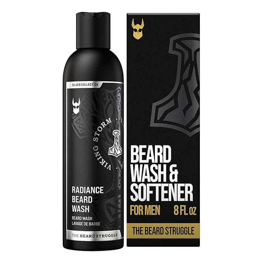 The Beard Struggle Radiance Beard Wash – Silver Collection, Viking Storm – Deep Clean & Hydrated Care – Beard Cleanser for Men (8 fl oz)