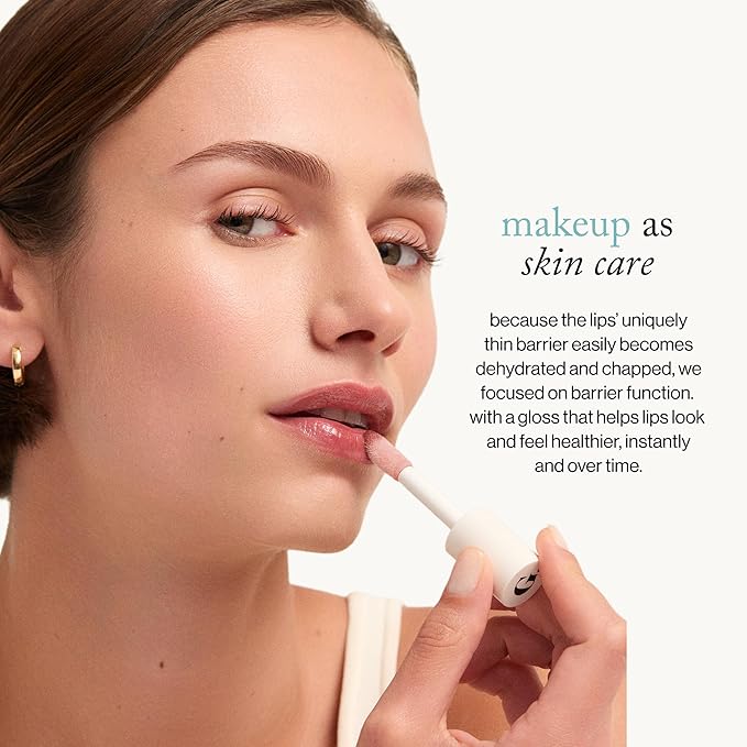 goop Beauty Hydra-Barrier Gel Gloss | Hydrating Lip Gloss to Moisturize & Plump Lips | Hyaluronic Acid & Vitamin E | Spice - Sheer Cocoa | 0.13 oz