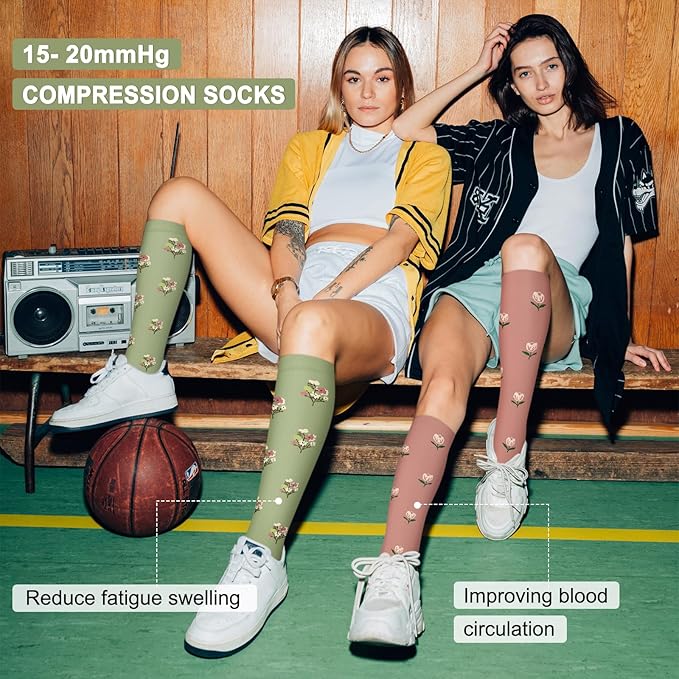 Iseasoo 4 Pairs Compression Socks for Women Circulation-Best Support for Nurses,Running,Athletic,Travel