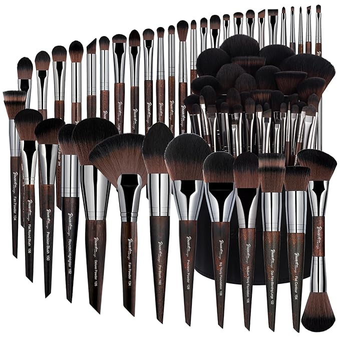 Bueart Design 38Pcs Professional Makeup Brushes Set With Extra Large Holder,Premium Soft Synthetic Brush For Foundation Blush Powder Contour Concealer Blending Bronzer Eyeshadow