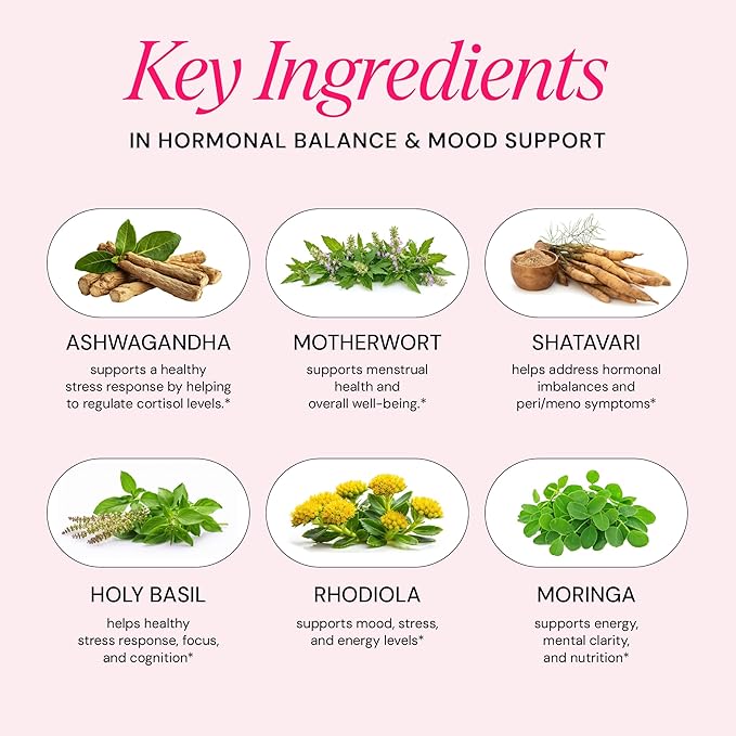 Ayurvedic Hormone Balance for Women | Mood, Energy, & Sleep Support | Cortisol Manager | Regulates Estrogen | Stress Relief | Ashwagandha, Rhodiola, & Shatavari | Made in USA | 60 Ct. - OSH Wellness