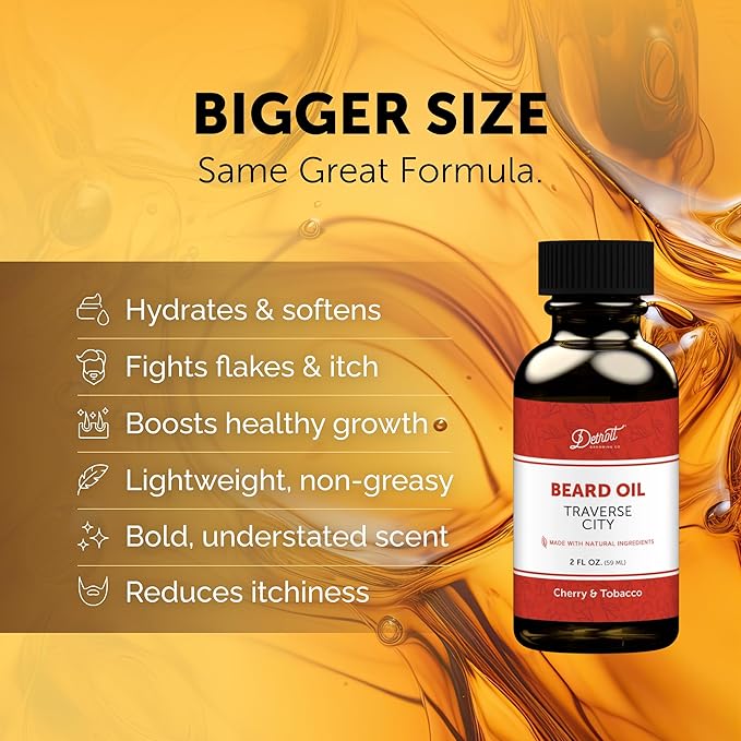 Detroit Grooming Beard Oil | Hydrating & Nourishing Formula with Vitamin E • Traverse City Scent (2 oz)