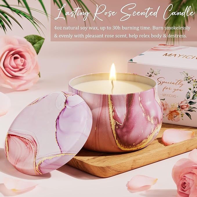 Birthday Gifts for Women Friendship, Rose Relaxing Spa Gifts Basket for Women Self Care Gifts, Thank You Gifts Bath Set Valentines Day Gifts for Mom Her Best Friend Wife Sister Coworker Nurse Teacher