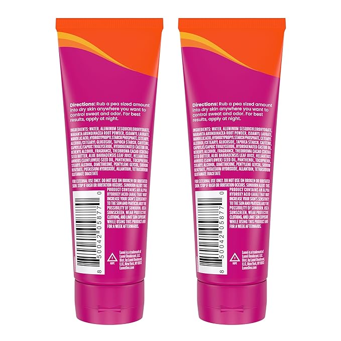 Lume Whole Body Deodorant Plus Sweat Control - Smooth Cream Tube - 72 Hour Odor And Sweat Control - Baking Soda Free, Skin Loving - 3.0 ounce (Pack of 2) (Clean Tangerine)