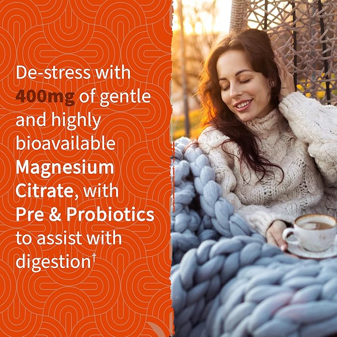Garden of Life Magnesium Citrate Supplement Gummies with Prebiotics & Probiotics for Stress, Sleep & Recovery - Vegan, Gluten Free, Kosher, Non-GMO, No Added Sugars, Orange Cream Flavor, 60 Count