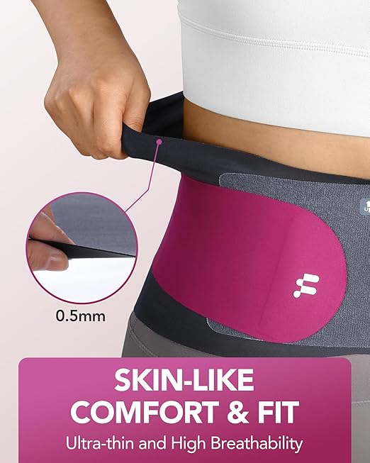 0.5mm Ultra Thin Back Brace for Women Men, 3D Lumbar Pad, Seamless Yoga Fabric, Lightweight Back Brace for Lower Back Pain Relief, Sciatica, Posture, Lifting, Wearg Under Clothes, Rose, S