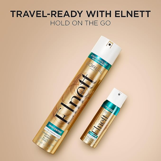 L'Oreal Paris Hair Care Elnett Satin Extra Strong Hold Hairspray, Unscented, 11 Ounce (Pack of 2)