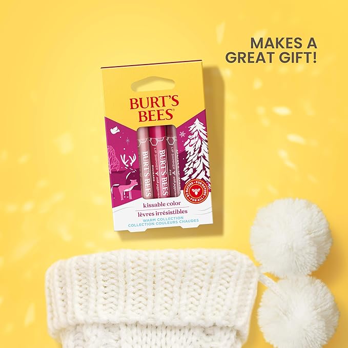 Burt's Bees Lip Shimmer Gift Set, Kissable Color, Warm Collection, 3-Pack, 0.09 oz.