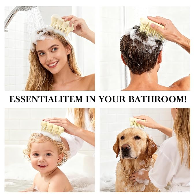 Luxury Shampoo Brush, Scalp Massager and Exfoliator Features Soft Bristles to Aid in Dandruff Relief, Increase Circulation, Stimulate Hair Growth for Healthy Looking Hair