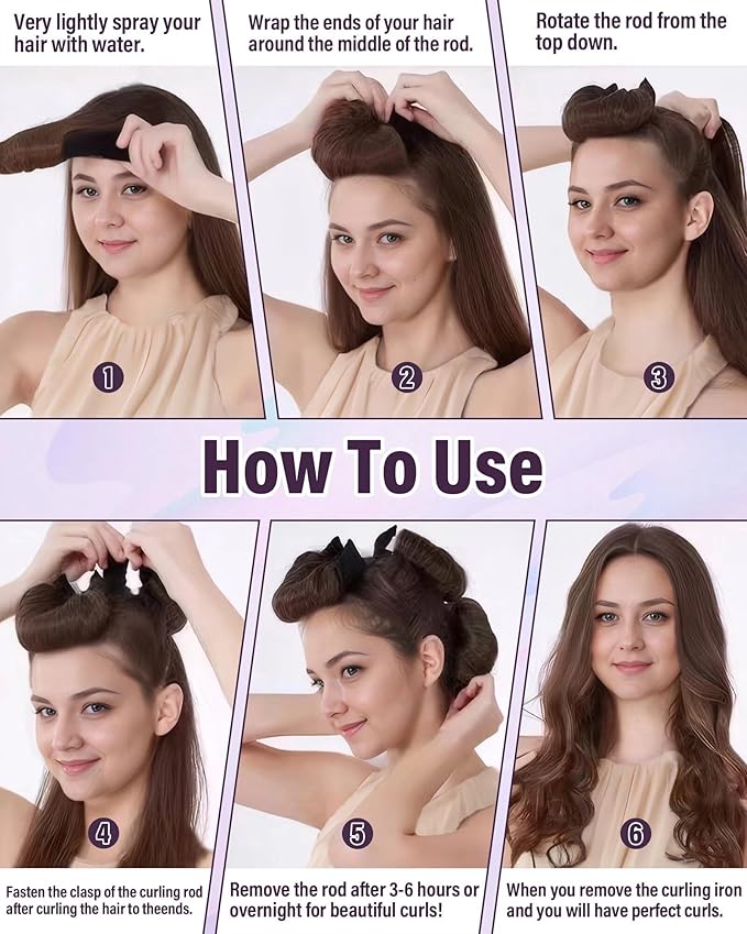 Heatless Hair Curler Overnight Curls-3 Pcs No Heat Curling Blowout Rod to Sleep In,Hair Rollers with Satin Scarf