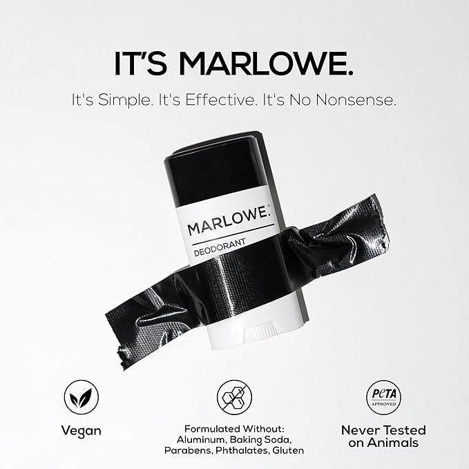 MARLOWE. No.024 Mens Santal Deodorant 2.5 oz (3pack), Natural Deodorant for Men, Aluminum Free Stick, Made with Coconut Oil, Shea Butter & Jojoba, Warm Amber, Sandalwood & Citron Scent