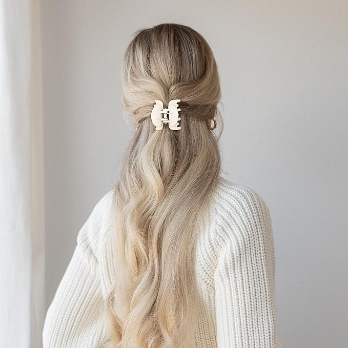 DEEKA Hair Clips Small Claw Clips for Thin Hair 4 Pack Double Row Teeth 1.6" Medium Matte Non-slip Short Hair Accessories for Women and Girls -Green Blue Pink