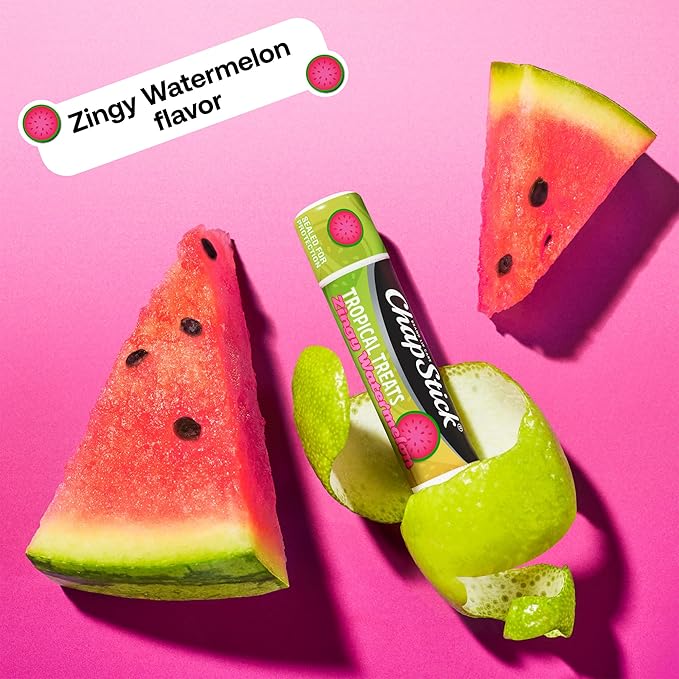 ChapStick Lip Care, Tropical Treats Collection (36 Sticks) – Electric Tangerine, Fizzy Grape & Zingy Watermelon, Bulk Lip Balm, 0.15 Oz Ea