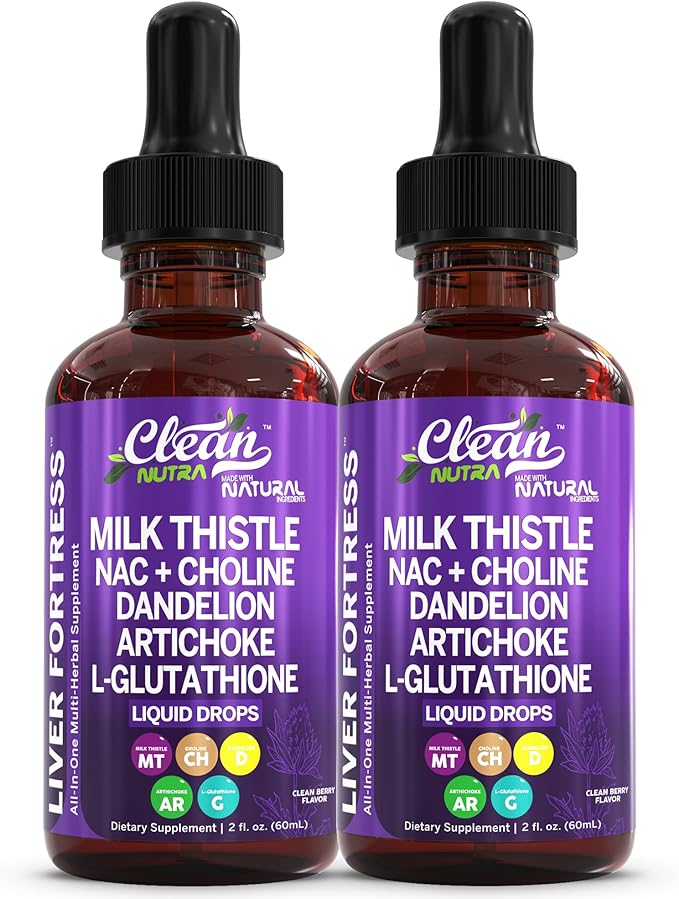 Milk Thistle NAC Liver Cleanse Detox & Repair Supplement Liver Support Liquid Drops with Dandelion Extract, Artichoke, Chanca Piedra, Beet Root, Choline, L-Glutathione, Ginger, Burdock, Schisandra (2)