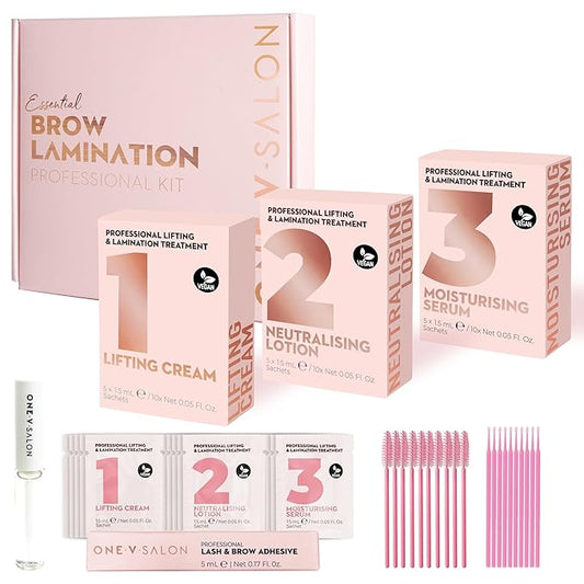 One V Salon Essential Brow lamination professional kit - Instant Lift for Brows – Vegan, Long-Lasting – complete kit with sachets, tools(Multicolor-2)