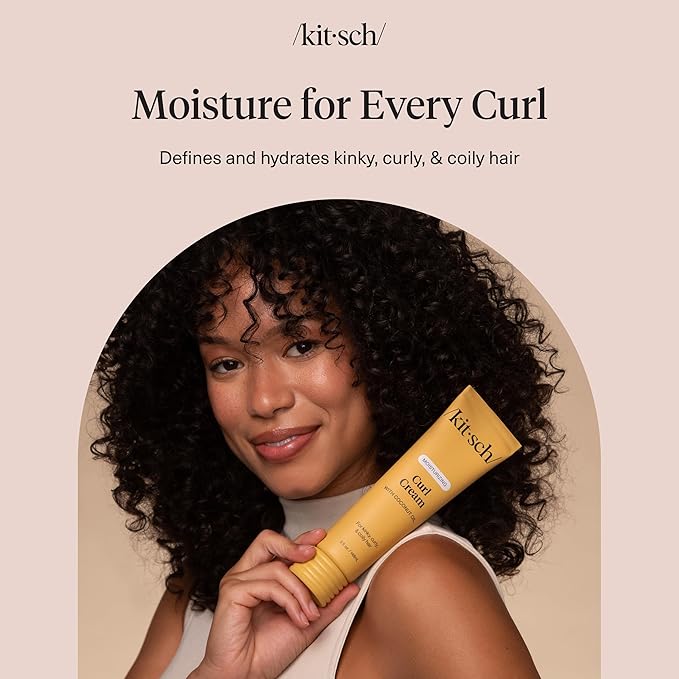 Kitsch Moisturizing Curl Cream for Curly Hair – Lightweight Curly Hair Products for Men & Women | Defines Curls, Controls Frizz & Boosts Shine | Hydrating Curling Cream - Ideal Gifts for Women