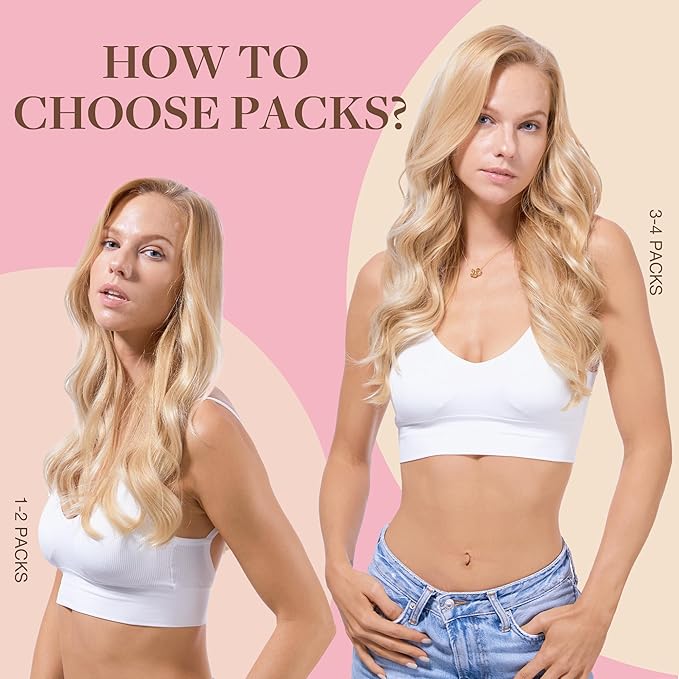 GOO GOO Tape in Hair Extensions Human Hair, 18A/613A Dark Blonde Highlighted Bleach Blonde, 14inch 50g 20pcs, Skin Weft Seamless Invisible, Silky Straight with Thick Ends, Remy Human Hair