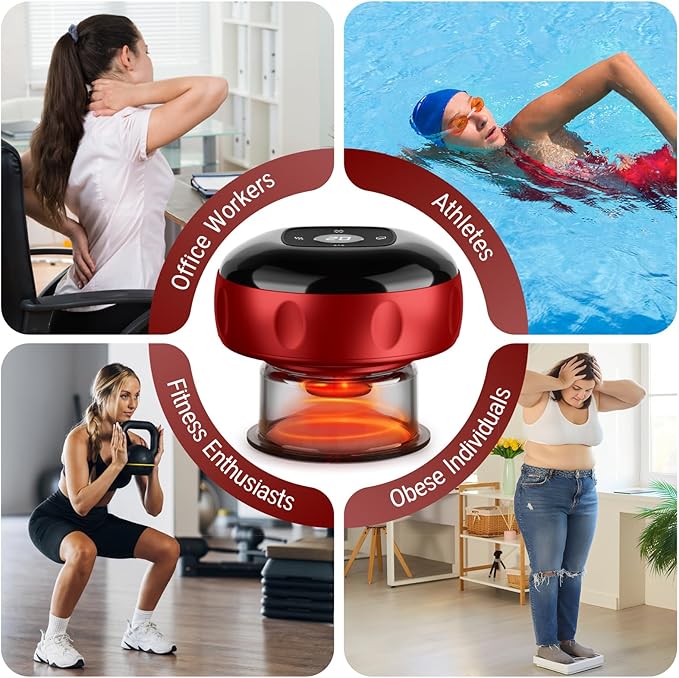 2 Pack Smart Cupping Therapy Massager, 7 in 1 Red Light Cupping Therapy Set with 2 Modes for Targeted Pain Relief, Muscle Soreness,Tighter Skin,Cupping Kit with 12 Levels Suction and Heat