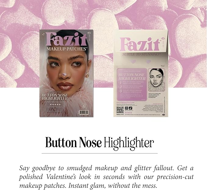 Fazit Makeup Patches - Button Nose Highlighter - Glow Up Make-Up Patches - Cute Glitter Makeup Accessories for Women - Cosmetic Glitter for Face