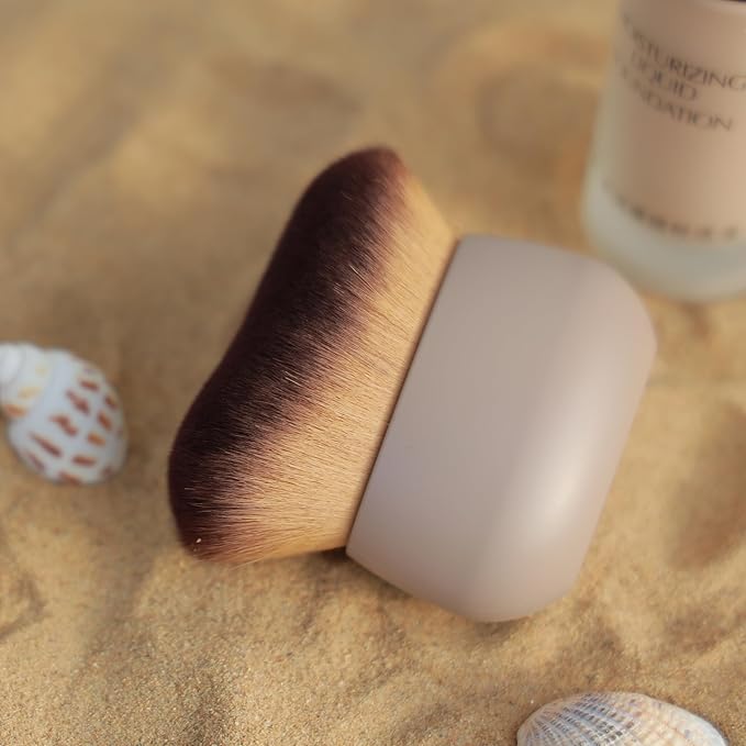 Big Self Tanner Brush, Self Tan Applicator, Body Makeup Brush for Face Body Leg Makeup, Self Tanning Mitt for Self Tan, Kabuki Brush for Body Blend Brush for Tanning Mousse (Khaki)