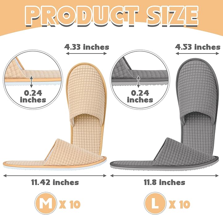 12-20 Pairs Disposable Slippers for Guest, Non Slip Disposable Slippers for Women and Men, Breathable House Slippers Indoor Outdoor for Hotel Essentials Shoeless Home Spa Travel