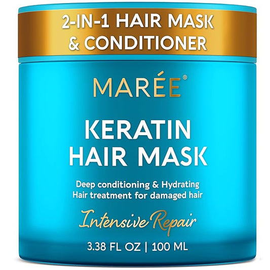 MAREE Deep Conditioning Hair Mask – Keratin Hair Treatment Care for Damaged & Dry Hair – Moisturizer Mask for Frizzy Curly Fine Color Refreshing – Mascarilla Para el Cabello Seco