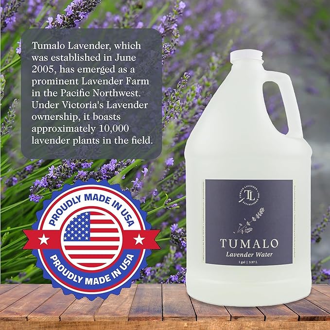 Organic Water Hydrosol Lavender Spray - Floral Water for Skincare, Aromatherapy, Stress Relief & Relaxation, Natural Facial Toner, Body Mist, Room & Linen Spray, Made in USA - 1 Gallon