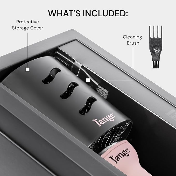 L'ANGE HAIR Le Volume 2-in-1 Titanium Blow Dryer Brush | Hot Air Brush for Hair Drying & Styling | Ionic Oval Barrel for Smooth, Frizz-Free Volume | (Blush – 60mm)