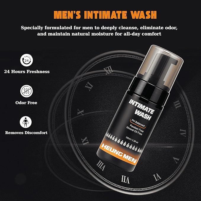 Intimate Wash for Men Combo Pack of 2 | Foaming Cleanser with Green Tea & Orange Oil | pH Balanced | Natural Ingredients | Cool, refreshing feeling | 6.67 fl oz Total | 2 pc Gift Set