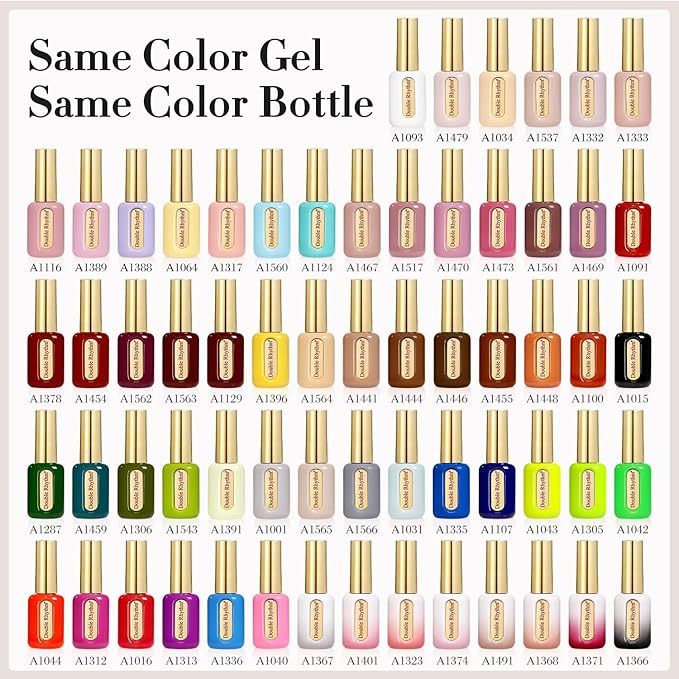 Double Rhythm 0.50 OZ Gel Polish Hema Free Same Color Same Bottle Golden Round Translucent Neutral Natural Milky 15 ML Jelly UV Polish Art DIY at Home (Pink Rose-C1473)