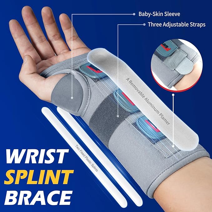 FEATOL Wrist Brace Splint Carpal Tunnel for Women Men, Night Wrist Sleep Support Brace, Left Hand, Large/X-Large, Pain Relief for Sprain, Arthritis, Tendonitis