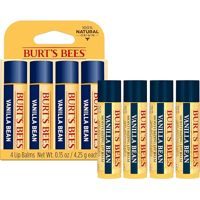 Burt's Bees 100% Natural Moisturizing Lip Balm, Vanilla Bean - 4 Tubes