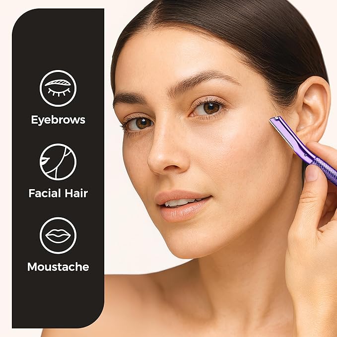 ZOMCHI Eyebrow Razor, Face Razors for Women&Men, Eyebrow Trimmer Shaper with Precision Cover, Facial Shaver with 6 Blades (Purple)