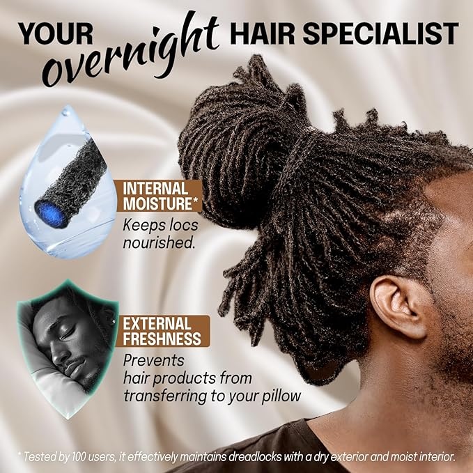 Large Satin Bonnet for Men Sleeping: Loc Cap Dreadlocks for Curly Braids, Silky for Frizzy Hair Smooth Military Green