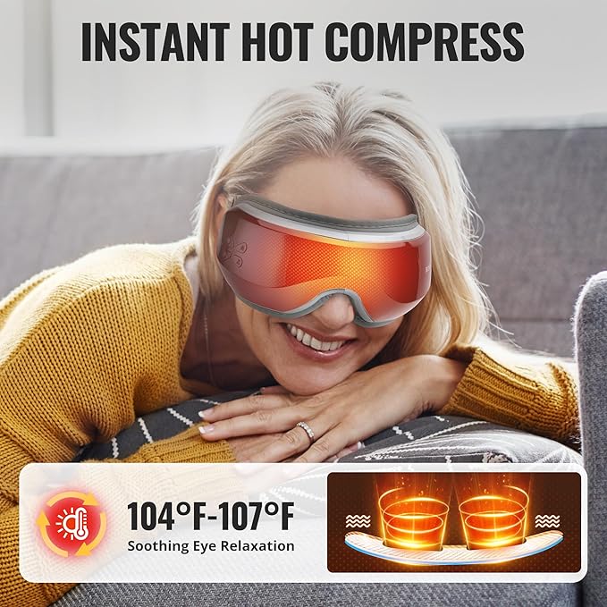 BOKOR Eye Massager with Heat -Eye Care Device, Vision X Heated Mask for Migraine, Eye Strain & Improve Sleep