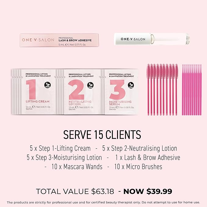 One V Salon Essential Brow lamination professional kit - Instant Lift for Brows – Vegan, Long-Lasting – complete kit with sachets, tools(Multicolor-2)
