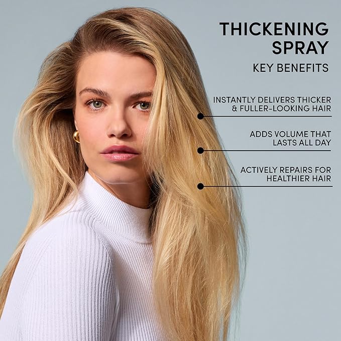 OUAI Hair Thickening Spray - Thickening & Volumizing Spray for Instantly Thicker, Fuller-Looking Hair - Protects, Strengthens & Repairs with Amaranth Peptide & Amino Acids (6 Fl Oz) (Pack of 2)